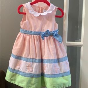 Pink, green and blue Easter dress